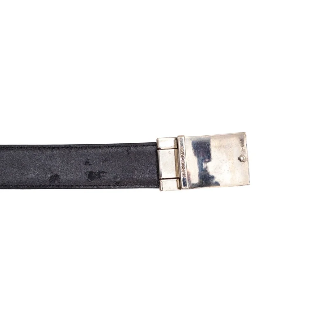 ianni Versace Medusa Leather Belt Black Silver Buckle Size 105‎ 42 Italy Mens